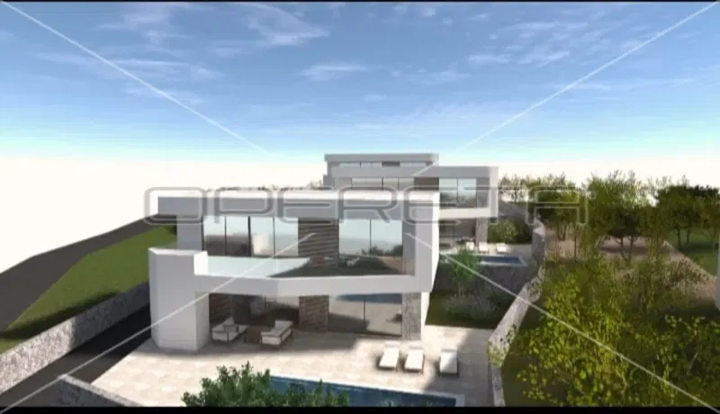 Land with a building permit and project for a modern house with a pool in Vinišće – 3