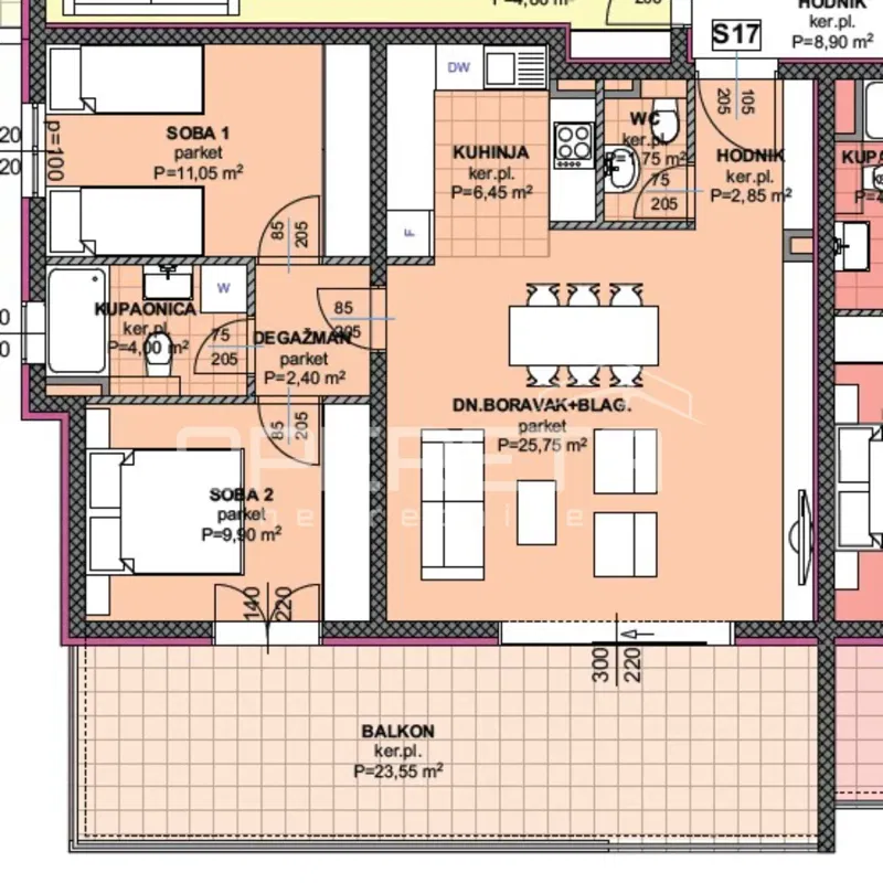 New construction Makarska, 87.7 m2 two-bedroom apartment with balcony 23.55 m2, close to the center – 3