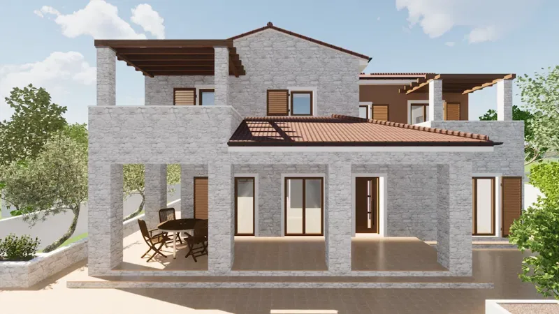 Buje-Kaštel, Građevinska parcela sa projektom moderne kuće