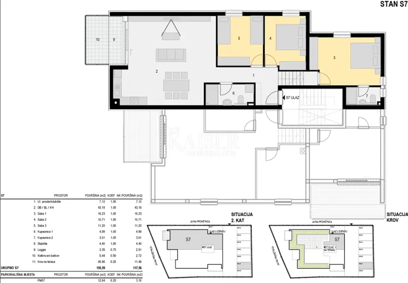 Mandre, Island of Pag – Spacious penthouse (S7) with 3 bedrooms, roof terrace and sea view, 117.56 m² NKP – 2