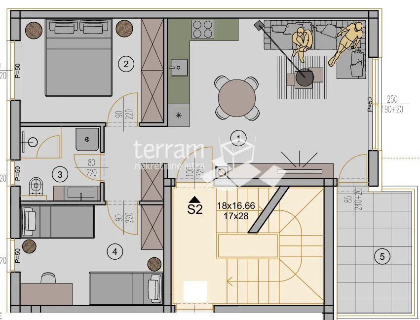 Istra, Pula, Kaštanjer, stan prvi kat, 59,99m2, 2SS+DB, parking,  NOVO, #prodaja