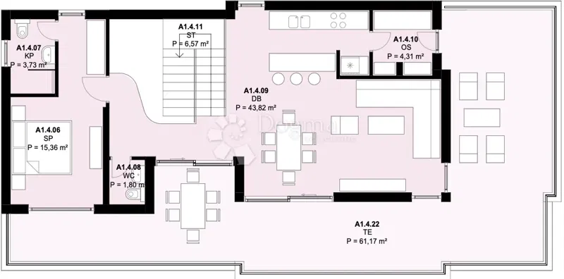 A1.4 – KAŠTEL NOVI; NOWY BUDYNEK, DWUpiętrowy penthouse, 3 SYPIALNIE, 2 TARASY (61 m²), WIDOK NA MORZE, PARKING, DOSKONAŁA LOKALIZACJA – 2