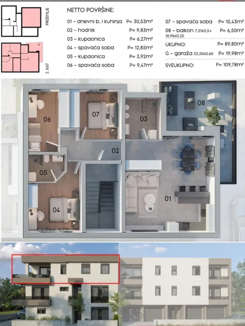 Flat Kaštanjer, Pula, 109,78m2 – 2