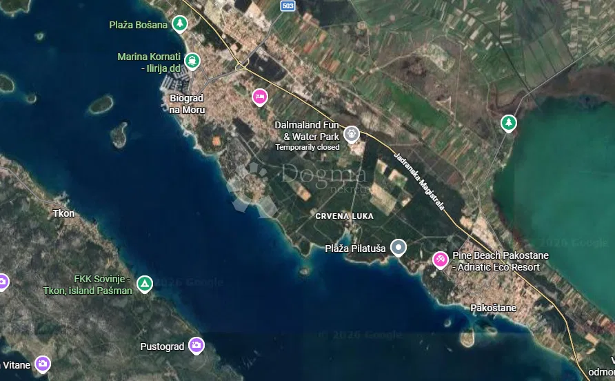 Építési telek Biograd na Moru, 756m2