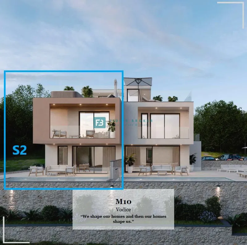 VODICE, novi projekt, luksuzni stan, panoramski pogled na more, bazen, krovna terasa, S1 – 3