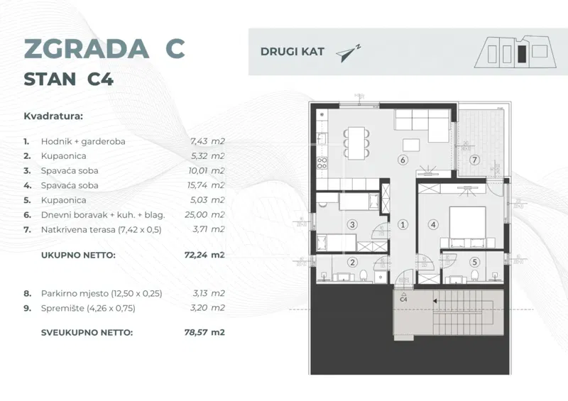 Flat Fažana, 55,08m2 – 2