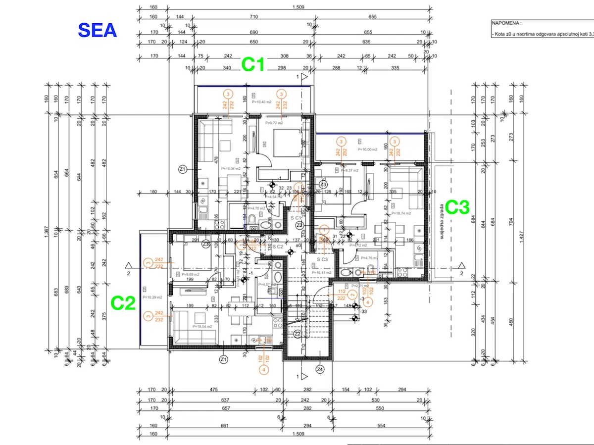DRACE, PELJESAC – apartman C1 – 43,27 m2 prizemlje