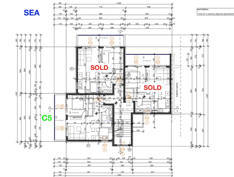 DRACE, PELJESAC – Wohnung C5 – 42,58 m², 1. Obergeschoss