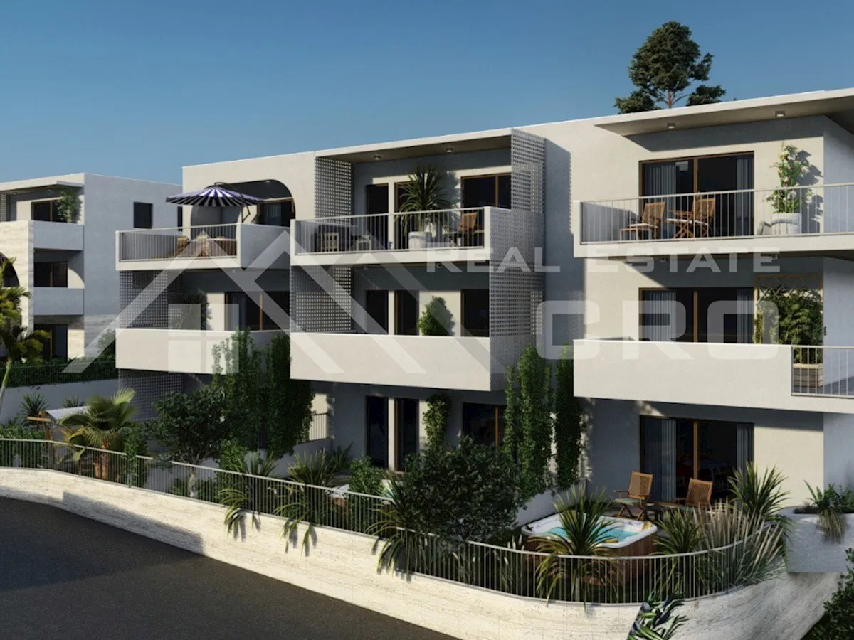 Immobili Čiovo – Appartamenti moderni in nuova costruzione con piscina e garage, vicino al mare, in vendita