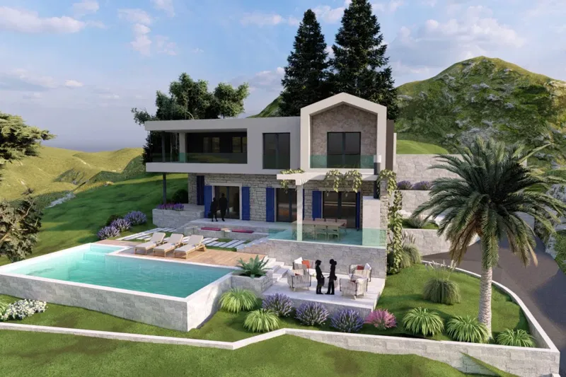 Atraktivno zemljište s projektom za mediteransku vilu u blizini mora