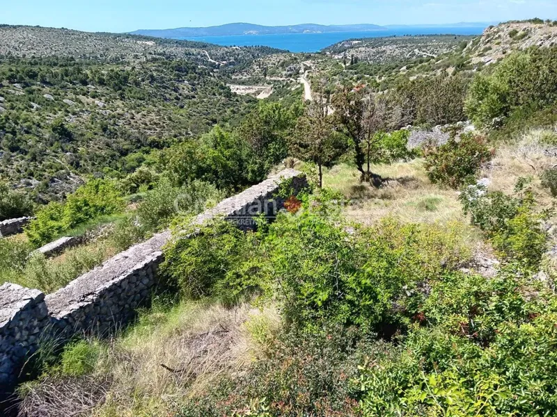 Brač, Ložišća, vonzó építési telek, 755m2, tengerre néző kilátás