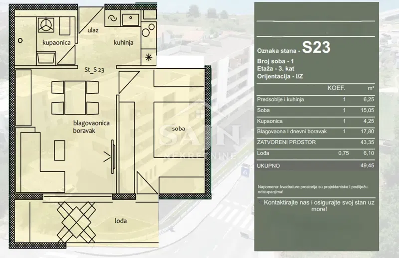 Trogir/One-bedroom apartment on the third floor S23 – 2