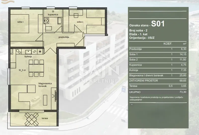 Trogir/Apartament z dwiema sypialniami na pierwszym piętrze S1 – 2