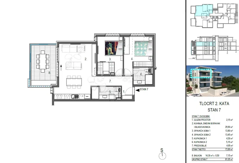 Flat Primošten, 81,05m2 – 2