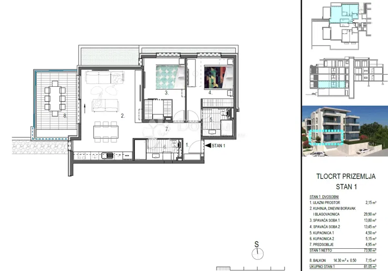 Flat Primošten, 81,05m2 – 2