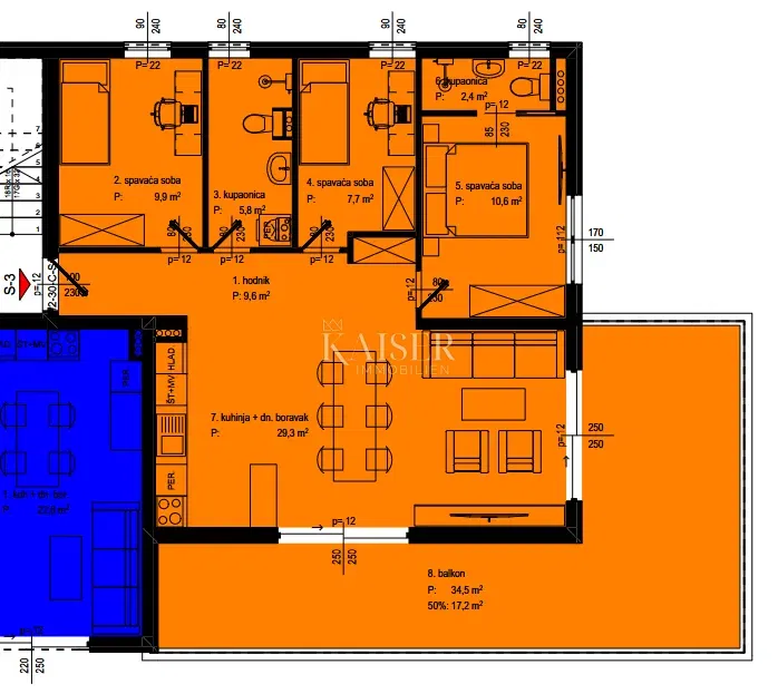 Zadar - Bili Brig: Új építésű, 3 hálószobás + nappalis apartman terasszal – 3