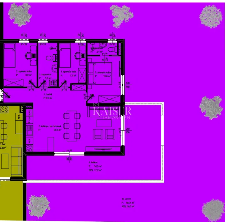 Zadar - Bili Brig: Appartamento di nuova costruzione con 3 camere da letto + soggiorno con giardino, 183 m2 – 3