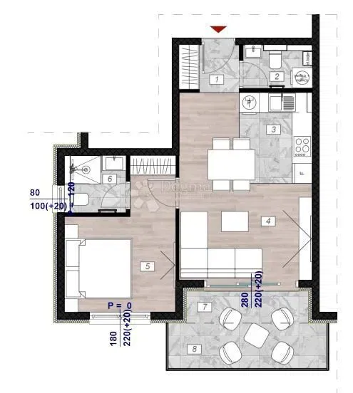 Lakás Povljana, 62,56m2 – 3
