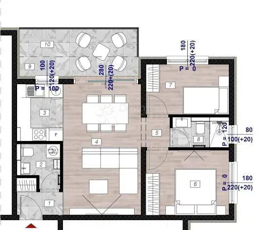 Flat Povljana, 62,56m2 – 2