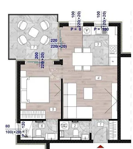 Flat Povljana, 62,56m2 – 2