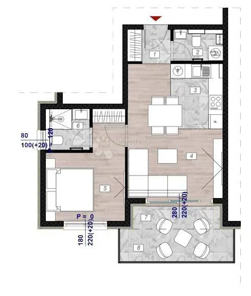 Lakás Povljana, 62,56m2 – 2