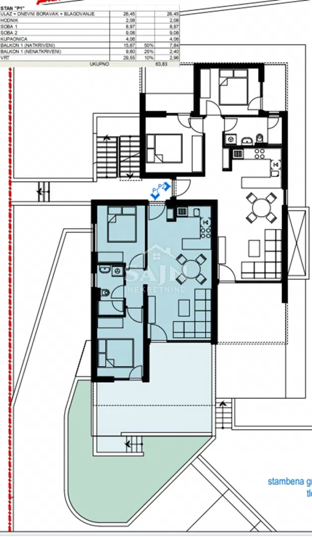 Okrug/Two-Bedroom Apartment with Garden S1 – 2