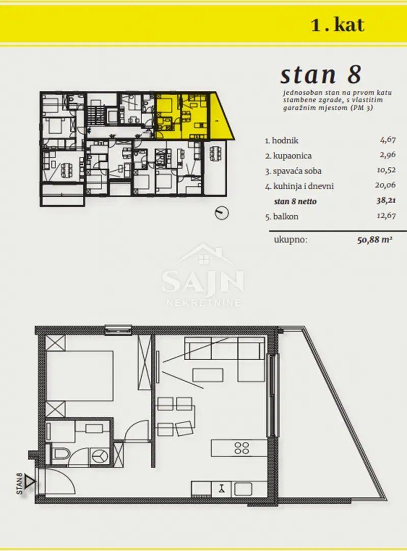 Okrug/One-Bedroom Apartment on the 1st Floor S8 – 2