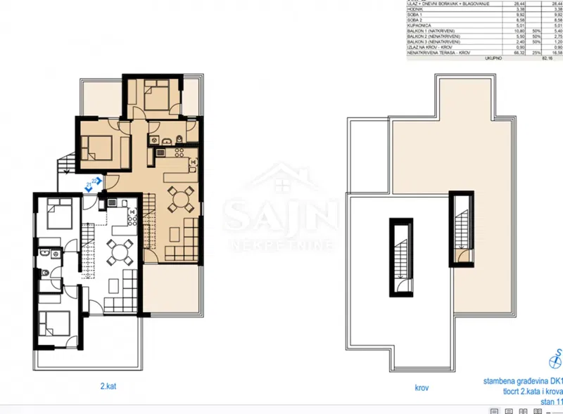 Okrug/Two-Bedroom Apartment with Rooftop Terrace S6 – 2