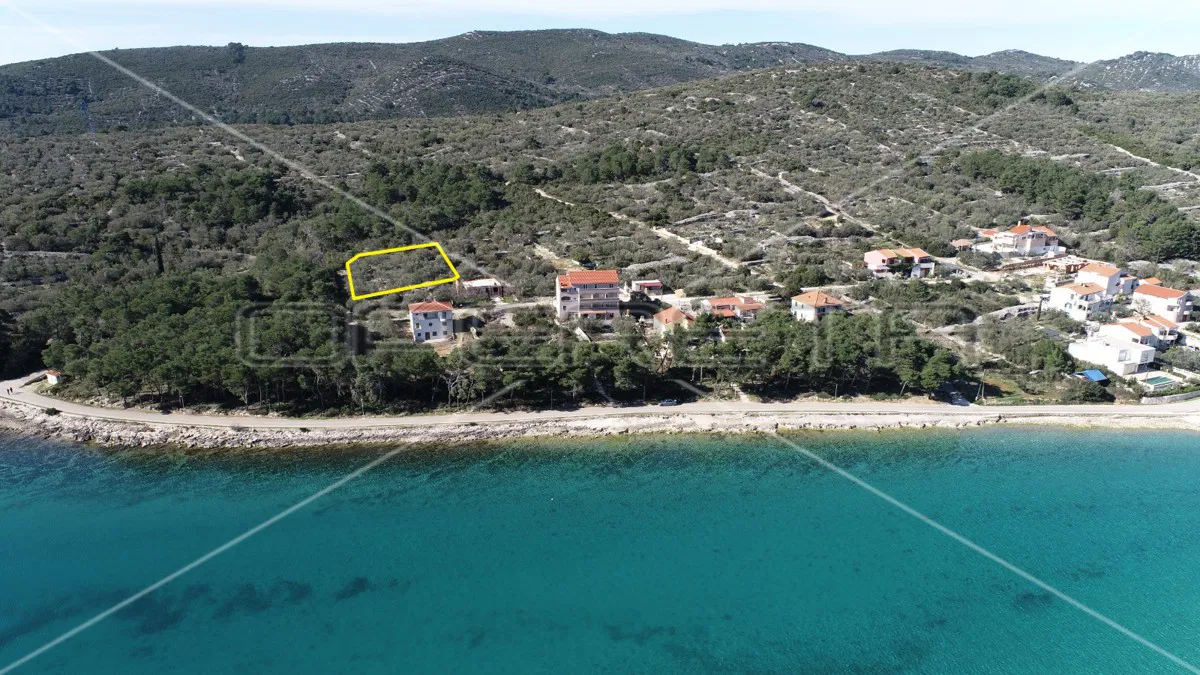 Građevinsko zemljište, pogled na more, 70m do mora,1343 m2,Kali,Ugljan
