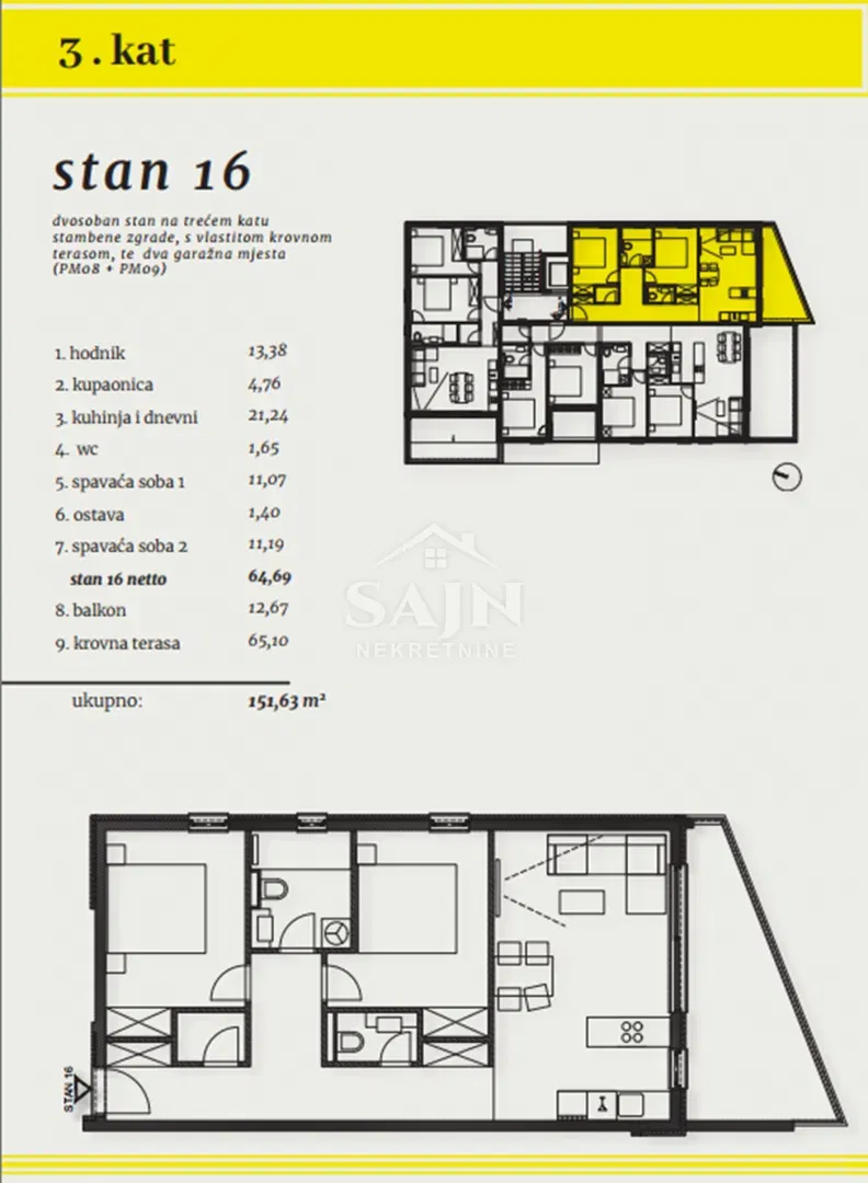 Okrug/Two-Bedroom Apartment with Rooftop Terrace S16 – 2
