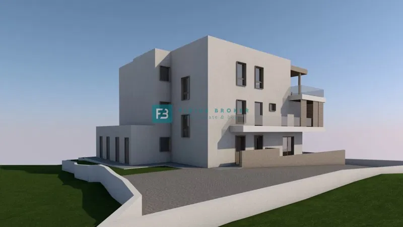 VODICE, zemljište s građ. dozvolom, 4 stambene jedinice i 2 bazena, pogled – 3