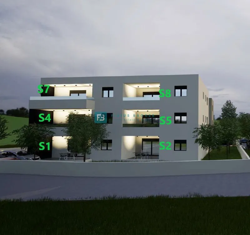 VODICE, novogradnja, 1. nadstropje, 2 spalnici, terasa 17 m² – 2