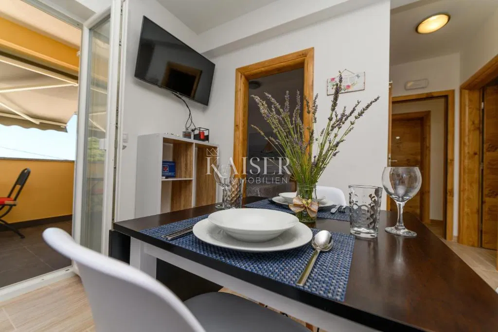Cres-sziget, Miholašćica, 36 m2-es apartman tengerre néző kilátással