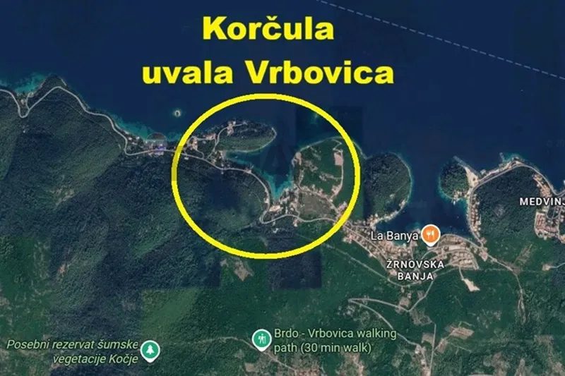 Otok Korčula – Građevinsko zemljište 250 m od mora u mirnoj uvali