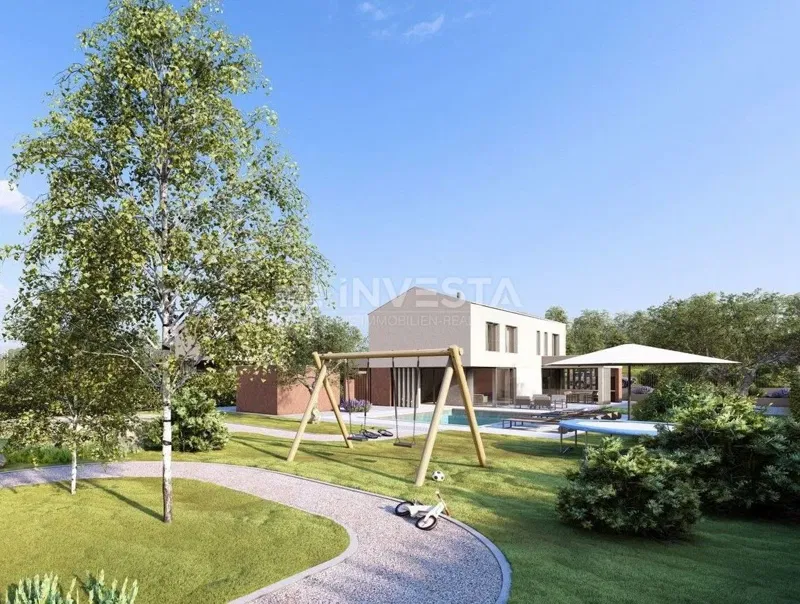 Labin környéke, elegáns villa medencével és nagy kerttel