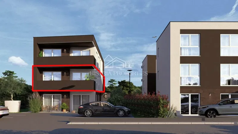 Geräumige Wohnung mit überdachter Terrasse in einem Neubau in Strandnähe
