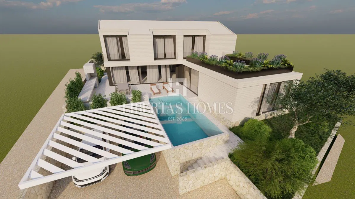 Zemljište s građevinskim projektom za vilu s bazenom/okolica Dubrovnika