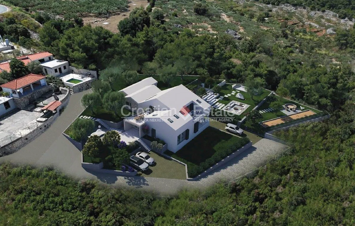 Ostrov Brač, Supetar - Exkluzívna vila s bazénom a panoramatickým výhľadom na more