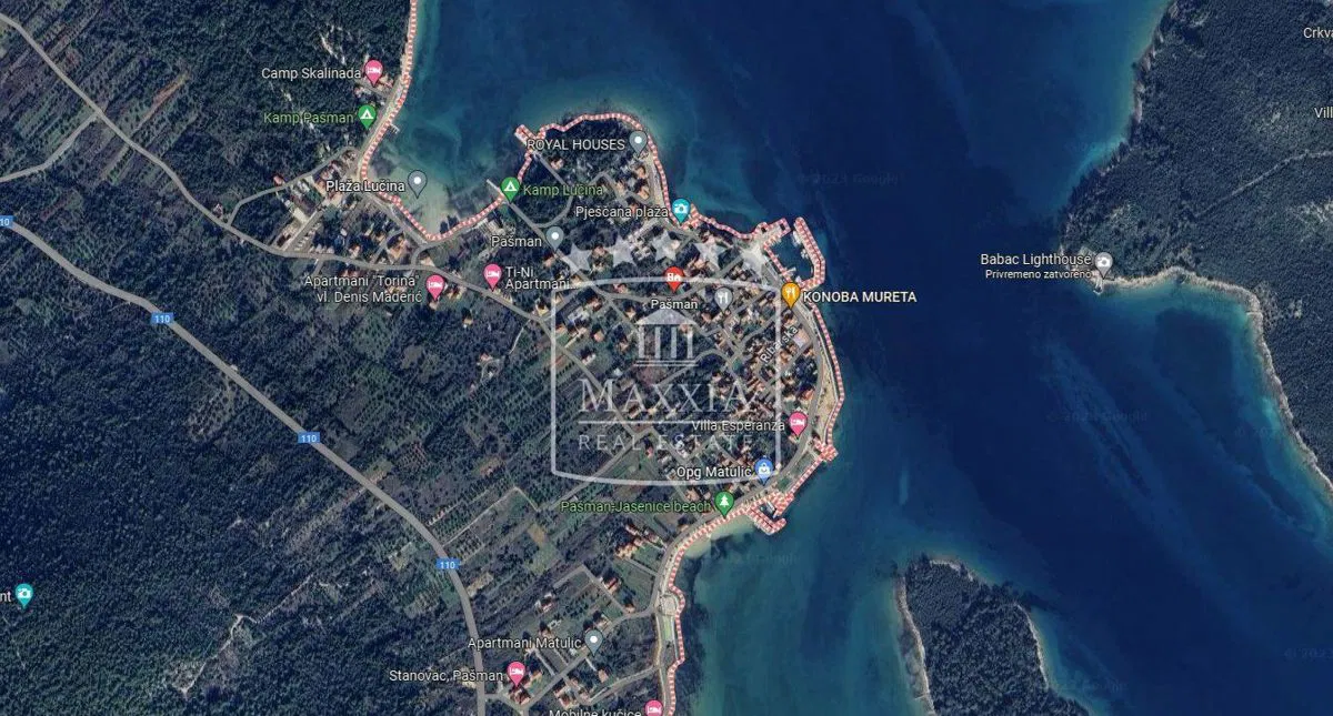Pašman - zemljište 818m2 PRVI RED do mora! 350000€