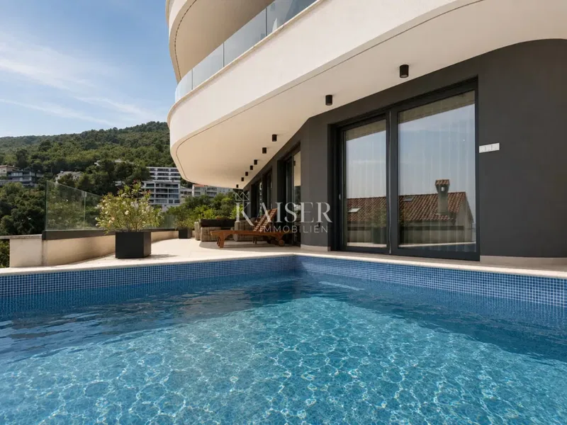 Abbázia (Opatija) | Exkluzív privát rezidencia infinity medencével és panorámás adriai kilátással | 500 m-re a Slatina strandtól – 2