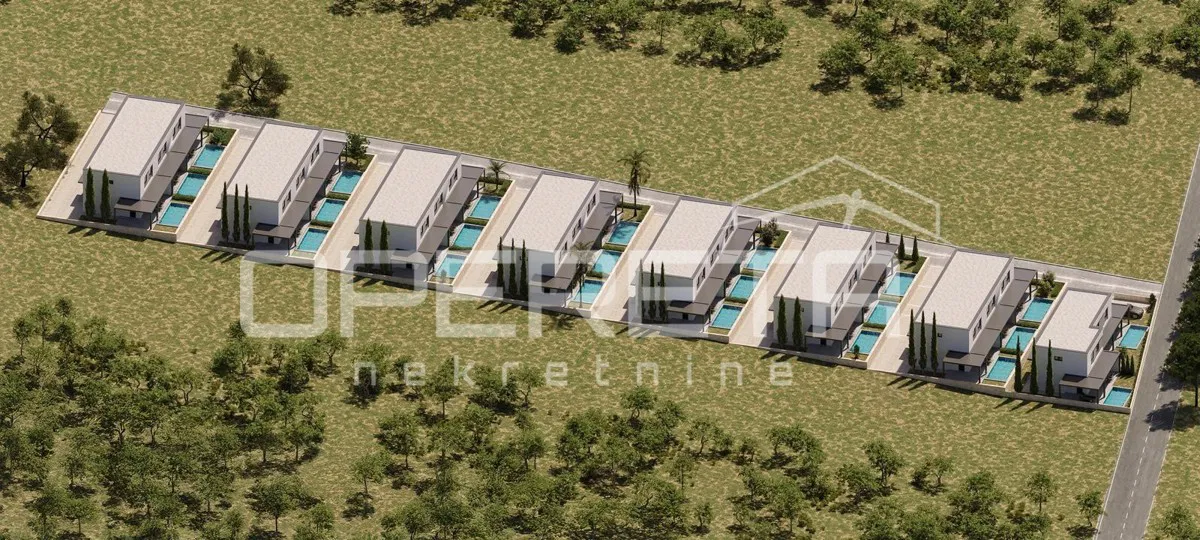 Moderna novogradnja – kuća u nizu s privatnim bazenom, 500 m od mora, Mandre, Pag