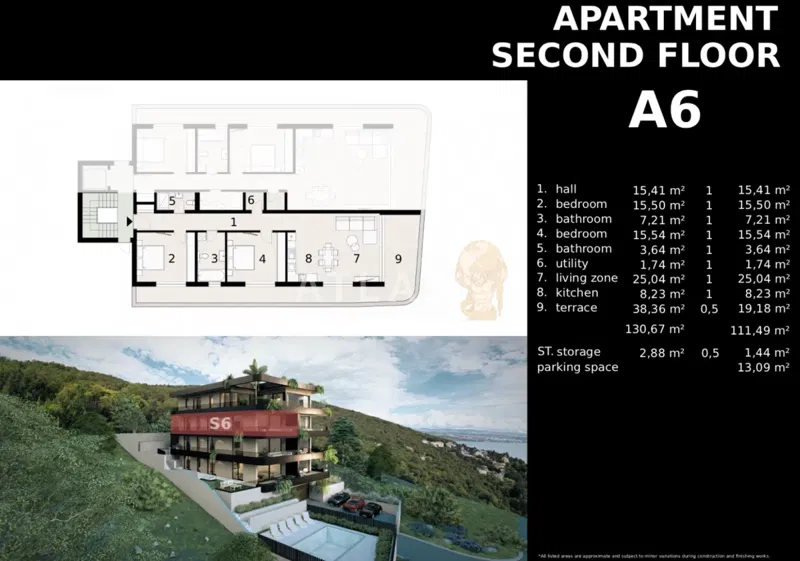 IČIĆI | Ekskluzywny apartament na drugim piętrze nowoczesnego nowego budynku z widokiem na morze – 2