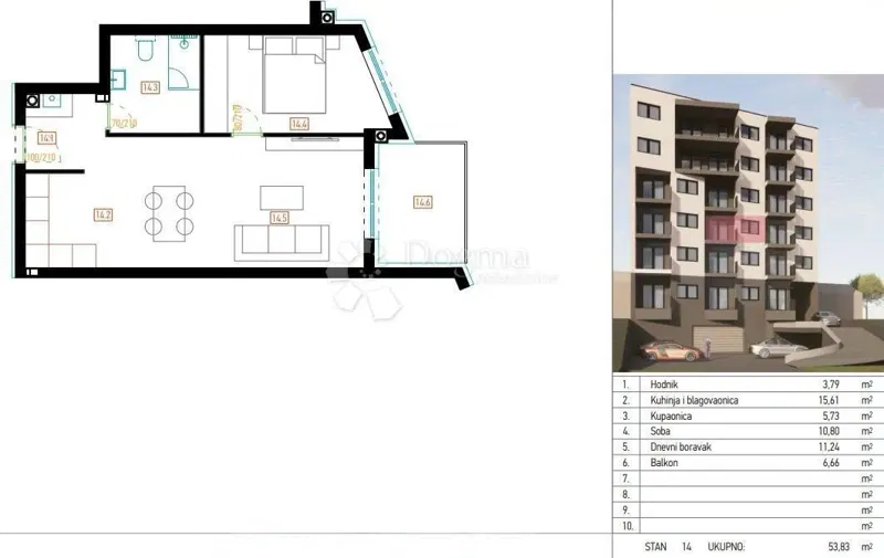 Lakás Retfala, Osijek, 53,83m2 – 3