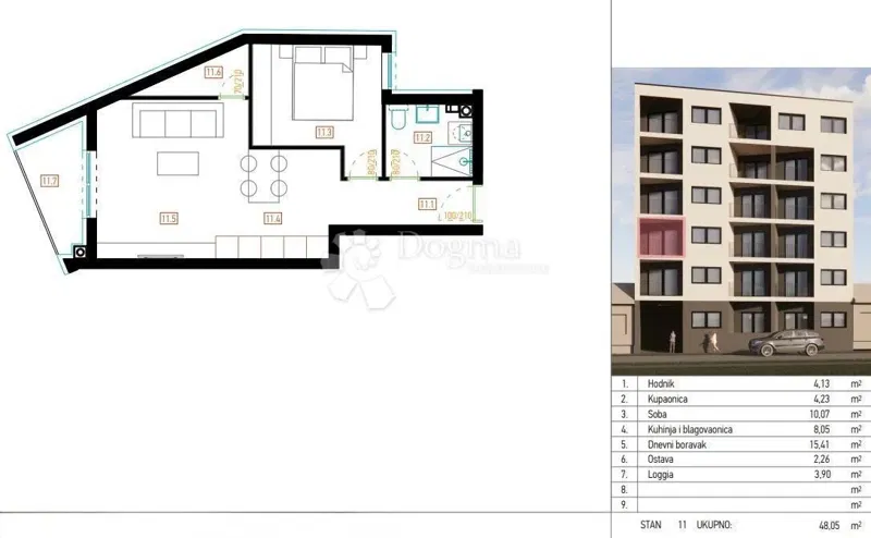 Квартира Retfala, Osijek, 48,05m2 – 3