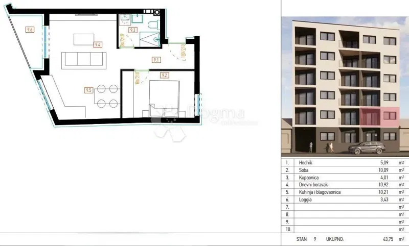 Flat Retfala, Osijek, 43,75m2 – 3