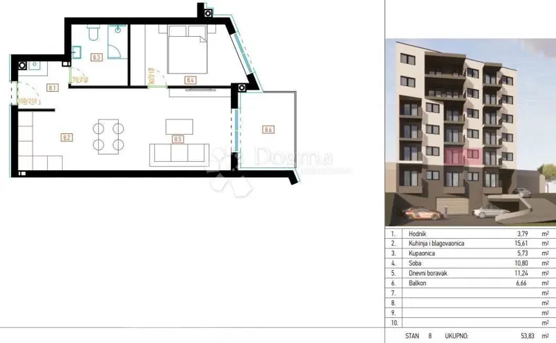 Allogio Retfala, Osijek, 53,83m2 – 3
