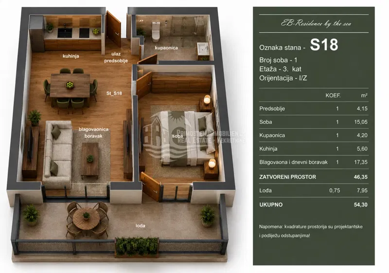 Two-Room Apartment with Loggia, 150 m from the Sea/Trogir – 2