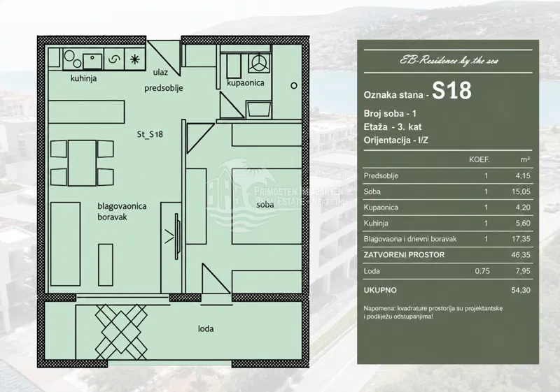 Dvoosoban stan s lođom, 150 m od mora/Trogir – 3