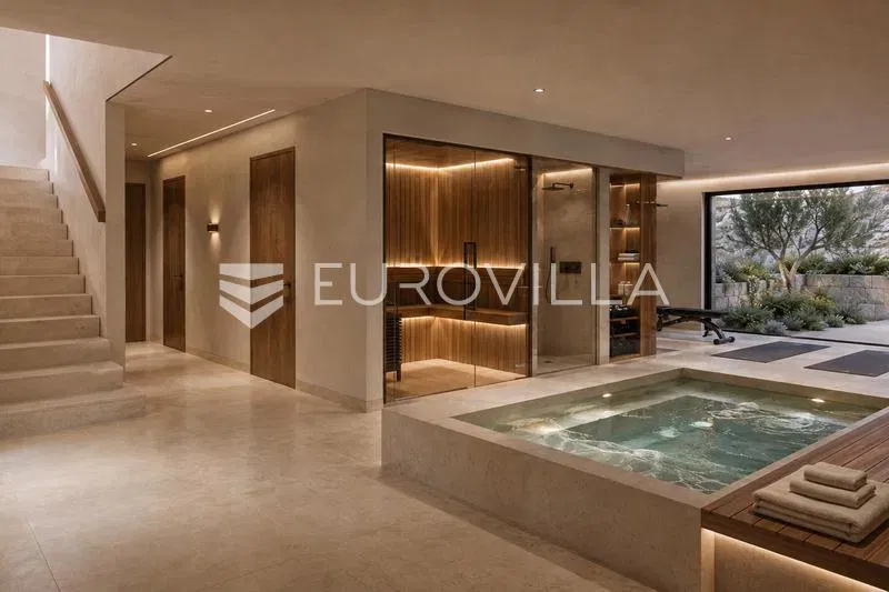 Brač, Sutivan, moderna vila u izgradnji s otvorenim pogledom na more