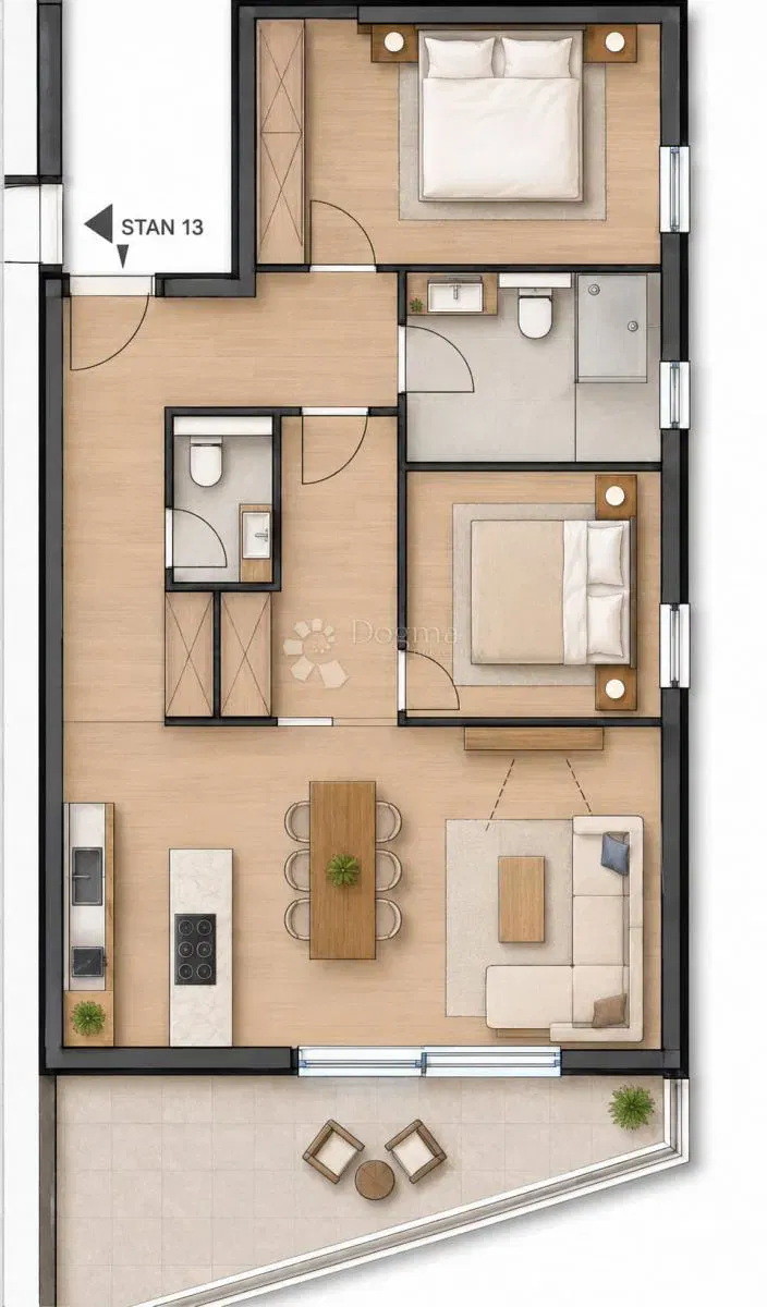 Flat Okrug Gornji, Okrug, 71,59m2 – 3